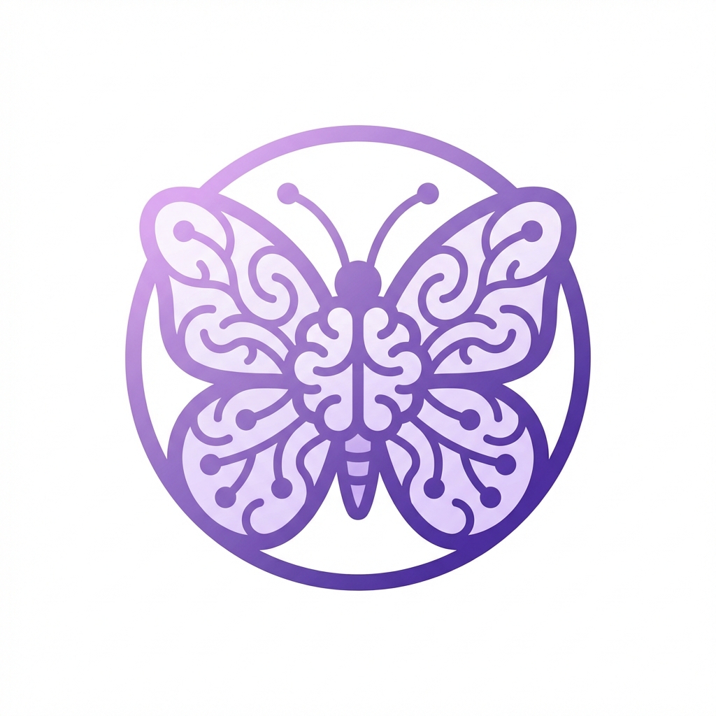 Logo NeuroDzieci - fioletowy motyl z wzorem mózgu